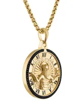 Bulova Men's Chronos God of Time Black Diamond (1/4 ct. t.w.) Pendant Necklace in 14k Gold-Plated Sterling Silver, 24" + 2" extender