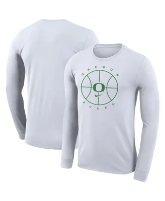 Men's Nike White Oregon Ducks Basketball Icon Legend Performance Long Sleeve T-shirt