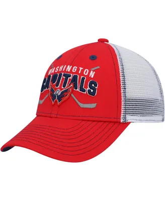 Big Boys and Girls Red, White Washington Capitals Core Lockup Trucker Snapback Hat