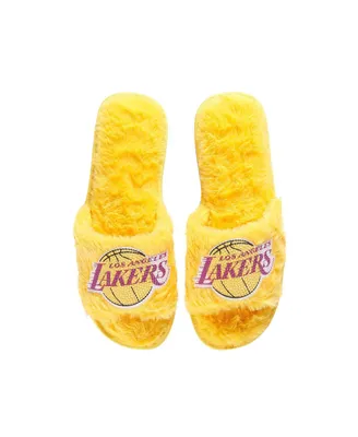Women's Foco Gold Los Angeles Lakers Rhinestone Fuzzy Slippers