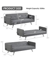 Convertible Futon Sofa Bed Folding Recliner Usb Ports&Power Strip