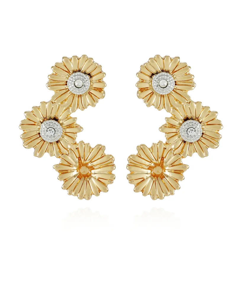 T Tahari Gold-Tone Sunflower Cluster Stud Earrings