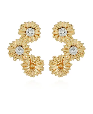 T Tahari Gold-Tone Sunflower Cluster Stud Earrings