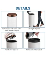 Mega Casa 8 Gal./30 Liter White Metal Round Shape Step-on Trash Can with Diamond body design for Kitchen