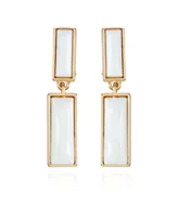 T Tahari Gold-Tone White Acrylic Dangle Drop Earrings