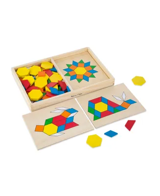 Melissa & Doug Pattern Blocks and Boards - Classic Toy With 120 Solid Wood Shapes and 5 Double-Sided Panels, Multi