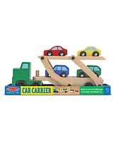Melissa & Doug Car Carrier Truck and Cars Wooden Toy Set With 1 Truck and 4 Cars