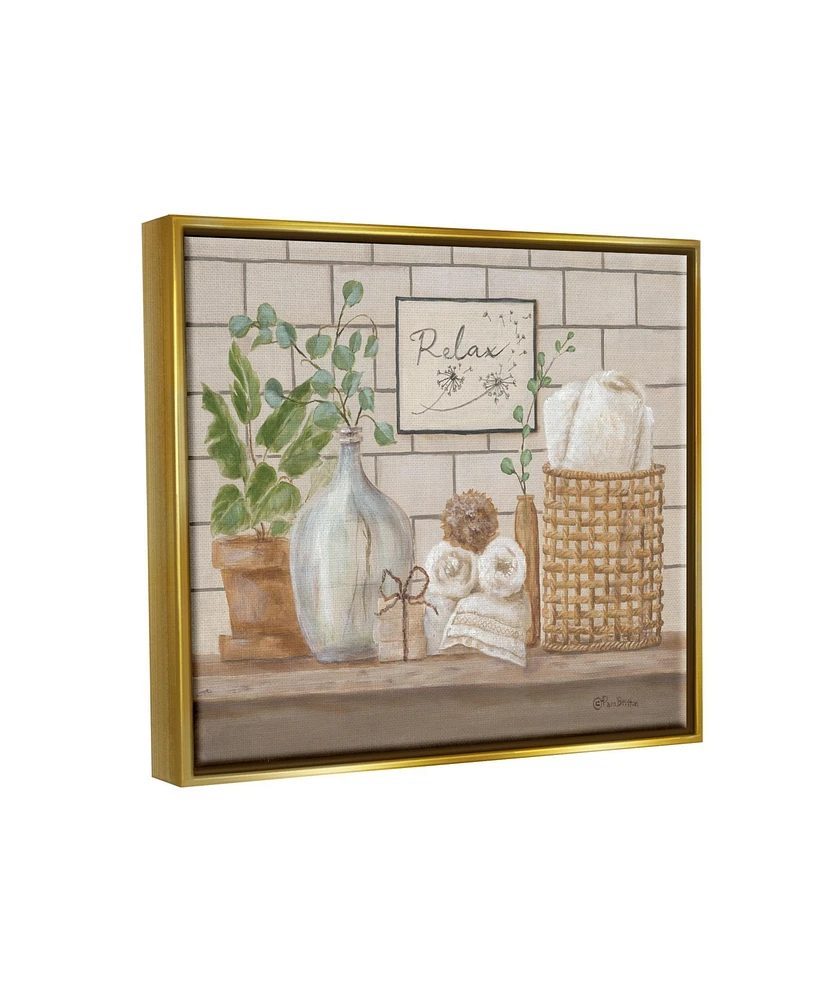 Stupell Industries Relax Uplifting Bathroom Scene Framed Floater Canvas Wall Art, 17" x 1.7" x 21" - Multi