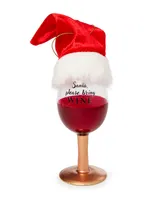 Holiday Lane Foodie Wine and Spirits Red Wine Glass with Santa Hat Ornament, Created for Macy's