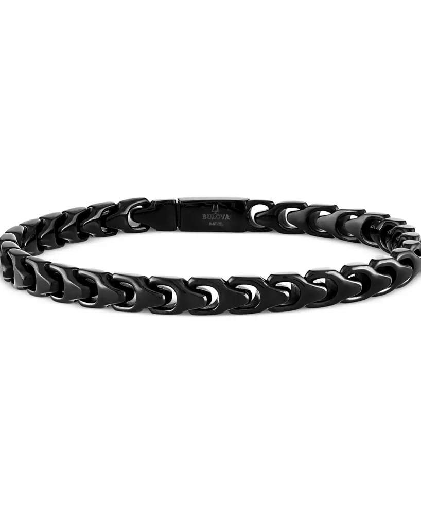 Bulova Men's Link Bracelet in Black-Plated Stainless Steel