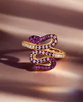 Le Vian Strawberry Ombre (5/8 ct. t.w.) & White Sapphire (1/10 ct. t.w.) Snake Ring in 14k Rose Gold