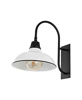 Stanley 12.25" 1-Light Farmhouse Industrial Indoor, Outdoor Iron Led Gooseneck Arm Sconce