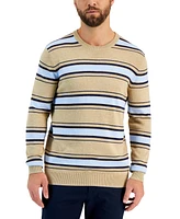 Club Room Men's Elevated Striped Long Sleeve Crewneck Sweater, Created for Macy's