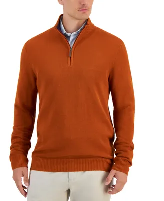 Club Room Men's Quarter-Zip Textured Cotton Sweater, Created for Macy's