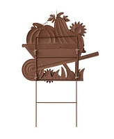 Glitzhome 30" H Fall Metal Wheel Barrow Pumpkin Yard Stake