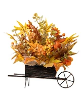 Glitzhome 14" L Fall Floral Cart Centerpiece