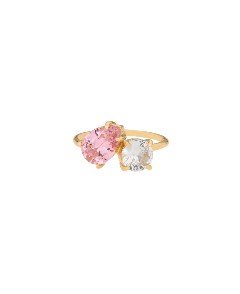 Ettika 18K Gold Plated Brass Colored Topaz Cubic Zirconia Ring