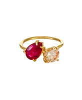 Ettika 18K Gold Plated Brass Colored Topaz Cubic Zirconia Ring