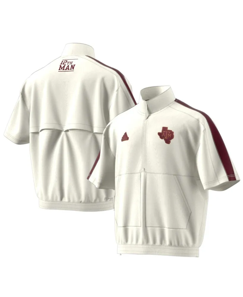 Men's adidas White Texas A&M Aggies Strategy Pullover Half-Zip Short Sleeve Jacket