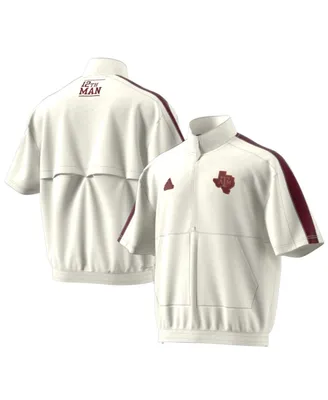 Men's adidas White Texas A&M Aggies Strategy Pullover Half-Zip Short Sleeve Jacket