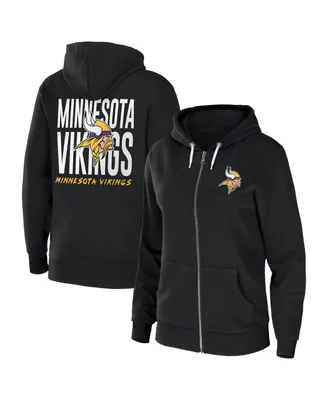 Women's Wear by Erin Andrews Black Minnesota Vikings Sponge Fleece Full-Zip Hoodie