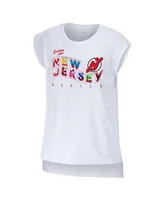 Women's Wear by Erin Andrews White New Jersey Devils Greetings From Muscle T-shirt