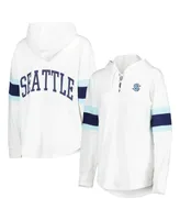 Women's G-iii 4Her by Carl Banks White Seattle Kraken Game Plan Lace-Up Long Sleeve Hoodie T-shirt