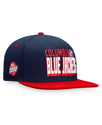 Men's Fanatics Navy, Red Columbus Blue Jackets Heritage Retro Two-Tone Snapback Hat