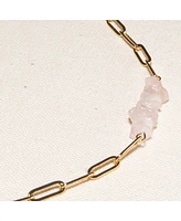 Joey Baby 18K Gold Plated Chain with Rose Quartz - Sandrine Necklace 17" For Women