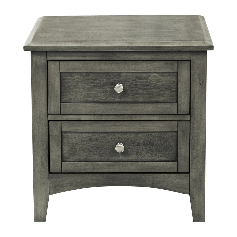 Simplie Fun Cool Gray Finish 1pc Nightstand of Drawers Brushed Nickel Tone Knobs Transitional Style Bedroom Furniture