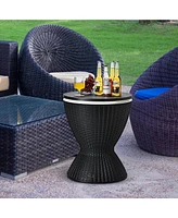 8 Gallon 3 1 Patio Rattan Cooler Bar Table Adjust Ice Bucket