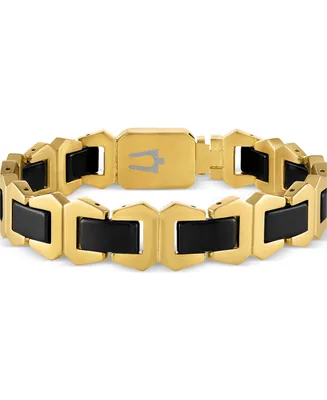 Bulova Men's Icon Black Ceramic Bracelet in Gold Ion-Plated Stainless Steel