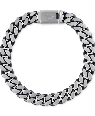 Bulova Men's Classic Curb Chain Bracelet in Blue-Plated Stainless Steel