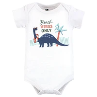 Hudson Baby Boys Unisex Cotton Bodysuits, Beach Dino, 3-Pack