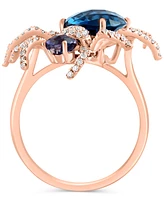 Effy Multi-Gemstone (4-5/8 ct. t.w.) & Diamond (1/3 ct. t.w.) Spider Ring in 14k Rose Gold