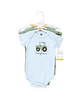 Hudson Baby Boys Unisex Cotton Bodysuits, Tractor, 3-Pack