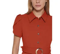 Calvin Klein Women's Tulip-Sleeve Belted Shirtdress