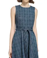 Calvin Klein Women's Tweed Belted A-Line Dress