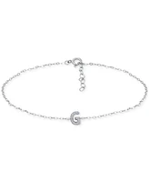 Giani Bernini Cubic Zirconia Initial Ankle Bracelet in Sterling Silver, Created for Macys