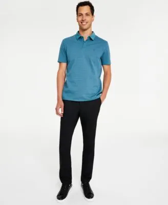 Calvin Klein Mens Slim Fit Modern Stretch Chino Pants Smooth Cotton Feeder Stripe Polo Shirt Outfit