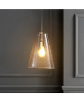 Arlo 11.5" 1-Light Mid-Century Modern Iron, Seeded Glass Led Pendant