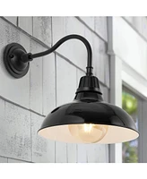 Aurora 12.25" 1-Light Farmhouse Industrial Indoor, Outdoor Iron Led Gooseneck Arm Sconce