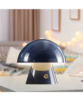 Porcini 7" Contemporary Bohemian Rechargeable, Cordless Iron Integrated Led Mushroom Table Lamp