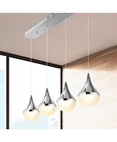 Elena Teardrop 47" 4-Light Modern Mid-Century Iron, Acrylic Integrated Linear Led Pendant
