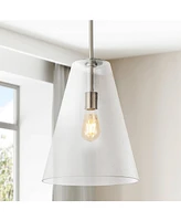Arlo 11.5" 1-Light Mid-Century Modern Iron, Seeded Glass Led Pendant