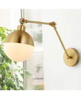 Alba 8" 1-Light Mid-Century Modern Arm-Adjustable Iron, Glass Led Sconce