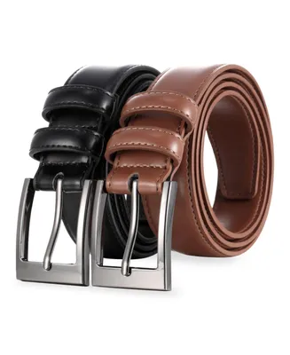 Mio Marino Men's Dual Loop Leather Belt, 2 pack