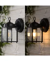 Boston 4.25" 1-Light Farmhouse Industrial Iron, Glass Outdoor Led Sconce, Set of 2