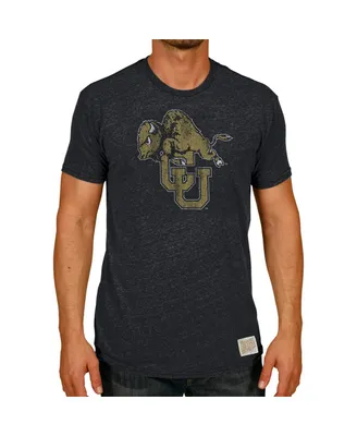 Men's Original Retro Brand Black Colorado Buffaloes Vintage-Like Tri-Blend Logo T-shirt