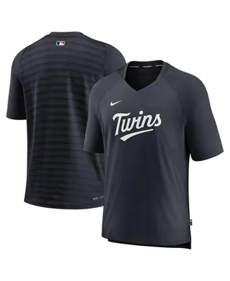 Men's Nike Minnesota Twins Navy Authentic Collection Pregame Raglan Performance V-Neck T-shirt